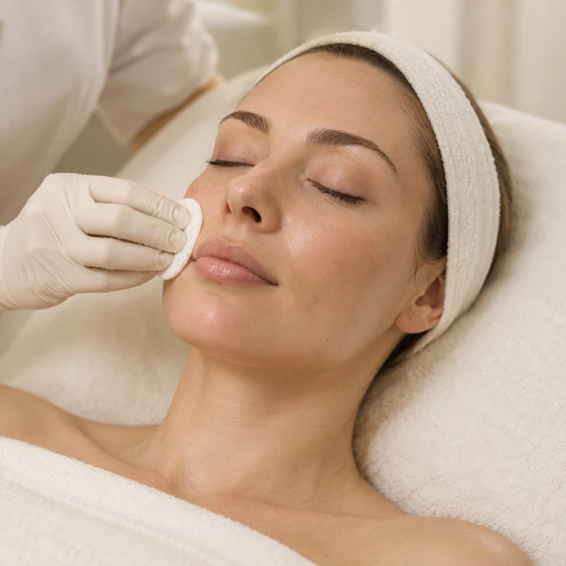 Imagem ilustrativa de limpeza facial com algodão